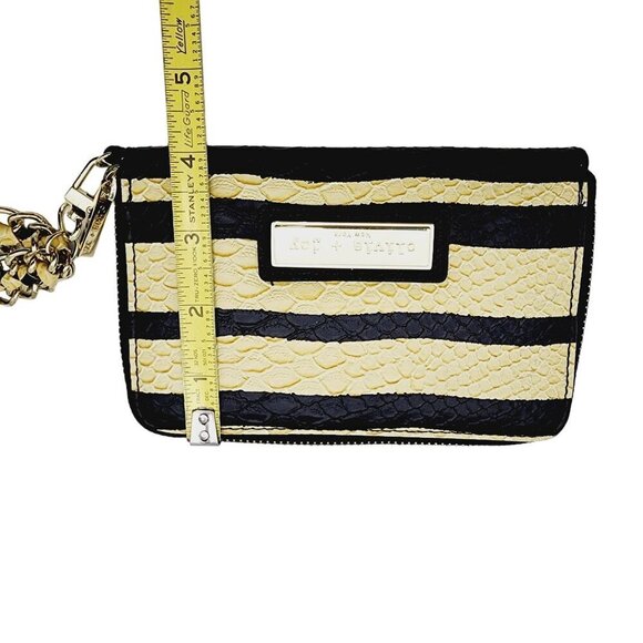 Olivia Joy New York Wallet Wristlet Yellow Black Faux Snakeskin Zip Metal Strap - Picture 9 of 10